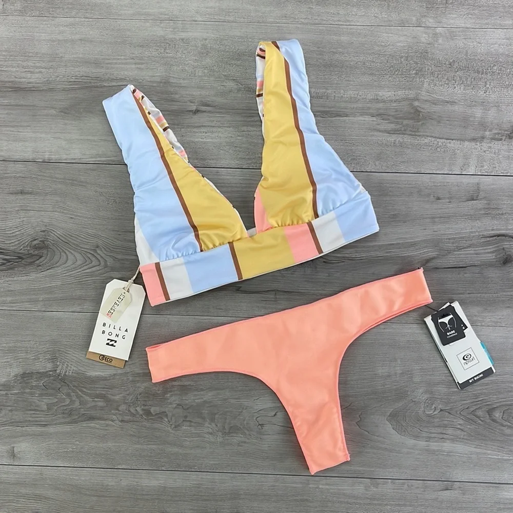 ☀️BILLABONG☀️ RIP CURL☀️FEELING SUNNY PLUNGE CLASSIC SURF SKIMKY BIKINI